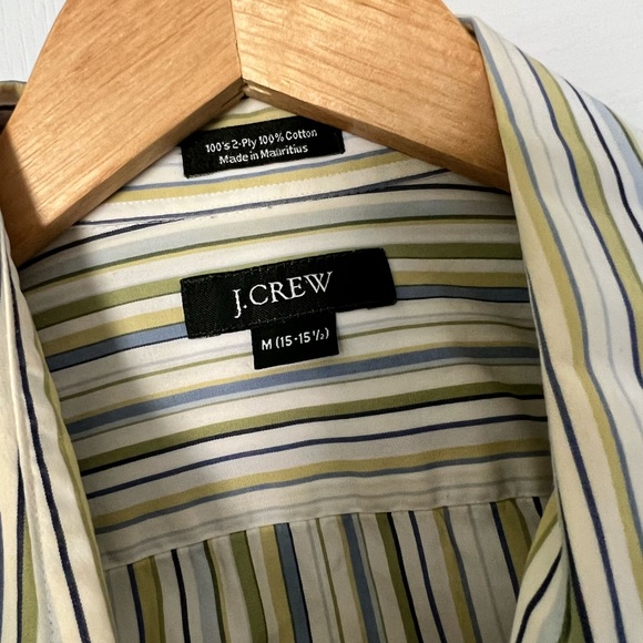 J. Crew | men’s casual yellow and blue stripe button down shirt - M - Picture 3 of 7